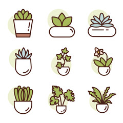 cute green plant pot icon design