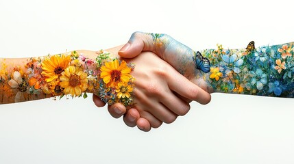 professional handshake in modern office setting male and female business colleagues seal the deal with a firm handshake symbolizing partnership and teamwork