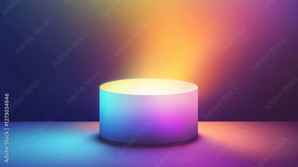 Poster A white object with a rainbow color is on a table