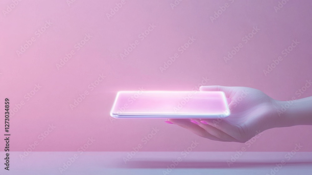 Poster a virtual ai assistant appearing as a glowing hologram, helping a user with tasks, high-tech ui