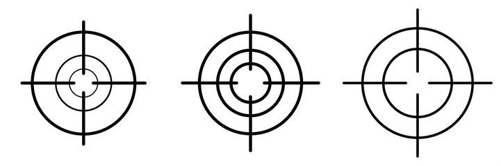 Set of three sniper scope crosshairs on transparent background
