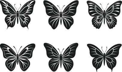 Set of Elegant Butterfly Silhouettes – Nature-Inspired Vector Illustration