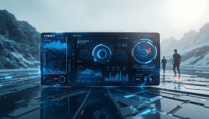 Futuristic Data Visualization: Advanced Tech Dashboard Display