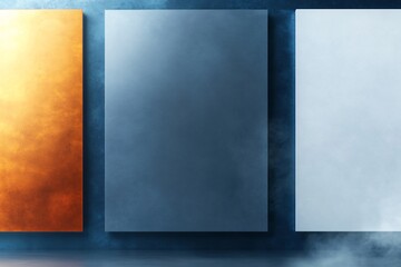 Fototapeta premium Moody textured canvases elegantly arranged showcasing warm copper cool grey and bright white hues. AI Generated