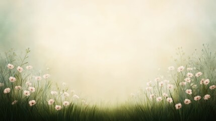Fototapeta premium Twilight meadow with glowing wildflowers enchanted nature scene ethereal environment serene viewpoint magical concept