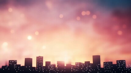Fototapeta premium Urban rooftop silhouette with glowing city lights at dusk night scene aerial view urban exploration