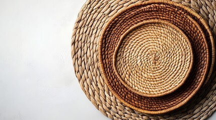 rattan place mat with intricate weaving pattern on transparent png background ideal for table setting home decor and kitchen accessories