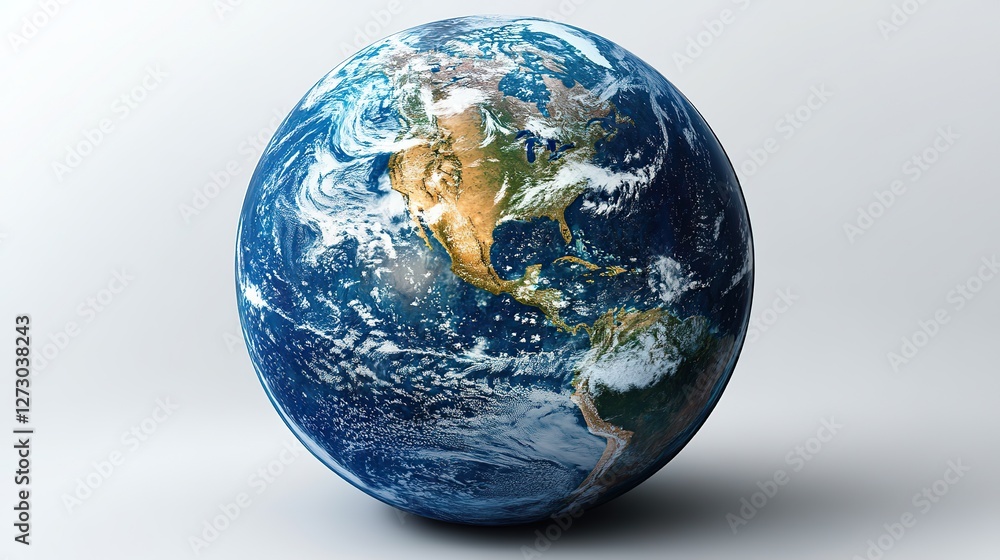 Poster realistic earth globe with transparent background in png style for detailed global representation an