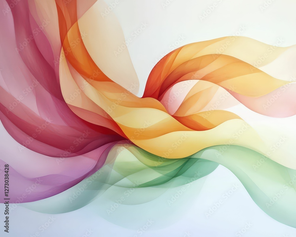 Poster a vibrant abstract design featuring flowing waves of soft colors, blending seamlessly to create a so