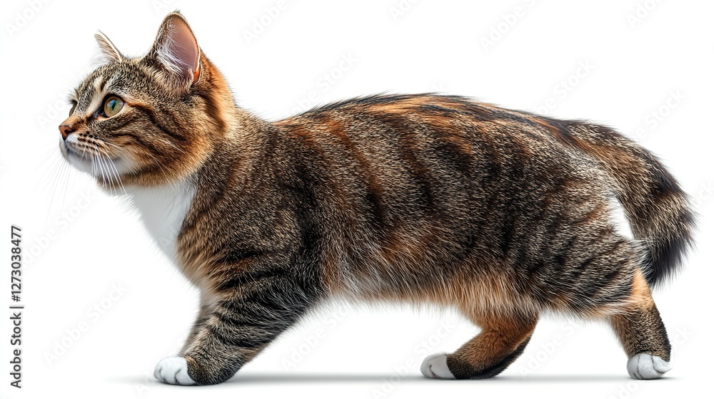 Poster realistic high resolution tabby cat isolated on transparent background for creative design projects 