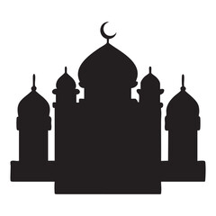Mosque silhouette vector icon illustration on white background