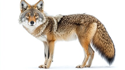Fototapeta premium realistic png of a coyote standing alert with transparent background for easy integration into designs