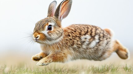 Fototapeta premium realistic png of a rabbit in mid hop with a transparent background perfect for digital designs and creative projects