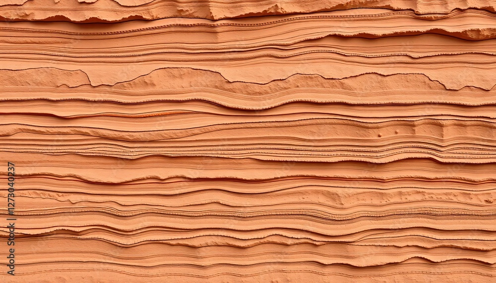 Poster Warm Orange Texture. Wavy Layers Create a Dynamic Earthy Background. Abstract. Undulating Patterns Suggest Natural Sedimentation. Organic Structure with Gentle Curves. Richness in Details. Perfect for