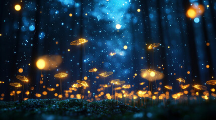 Cosmic Fireflies Creating Luminous Constellations in Motion