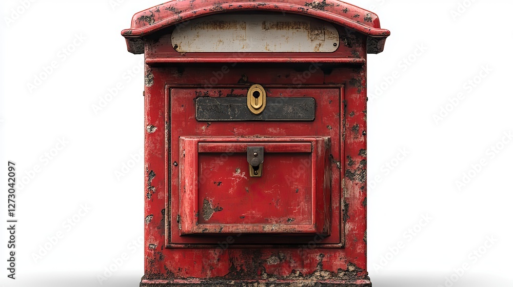 Poster red mailbox object with detailed design isolated on transparent background for versatile use in grap