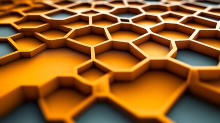 Golden Honeycomb Abstract Pattern Warm Light. AI Generated