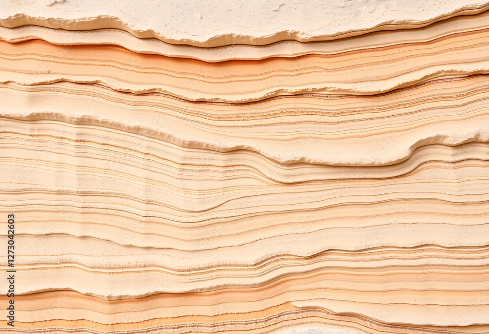 Poster abstract sedimentary layers. cream beige and orange textures. smooth wavy lines create depth. natura