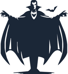 Dracula silhouette vector, Halloween devil in black and white.