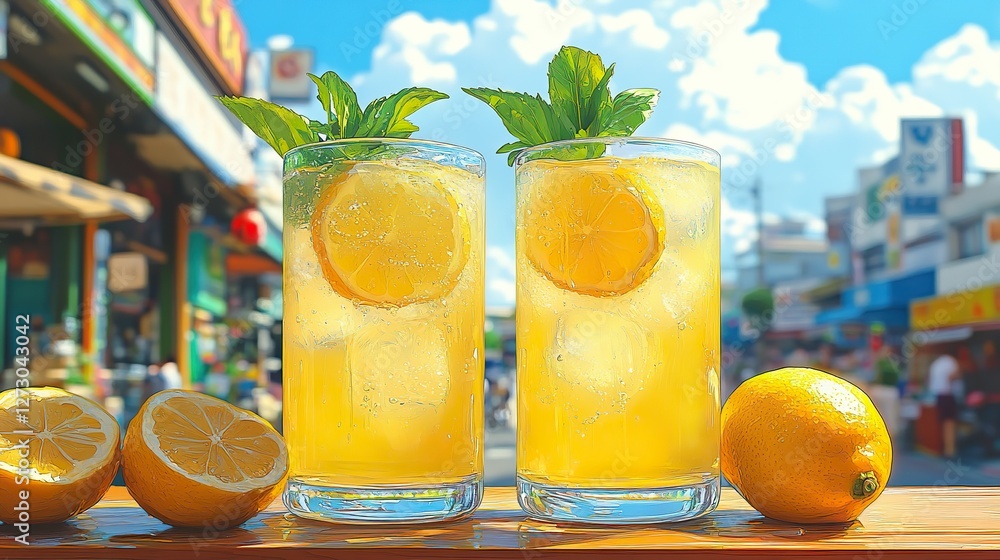 Poster refreshing lemonade png image with transparent background ideal for summer beverage designs menu ill