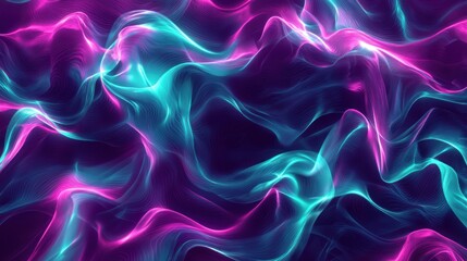 Obraz premium Abstract Neon Wave: A Symphony of Pink and Teal Lights