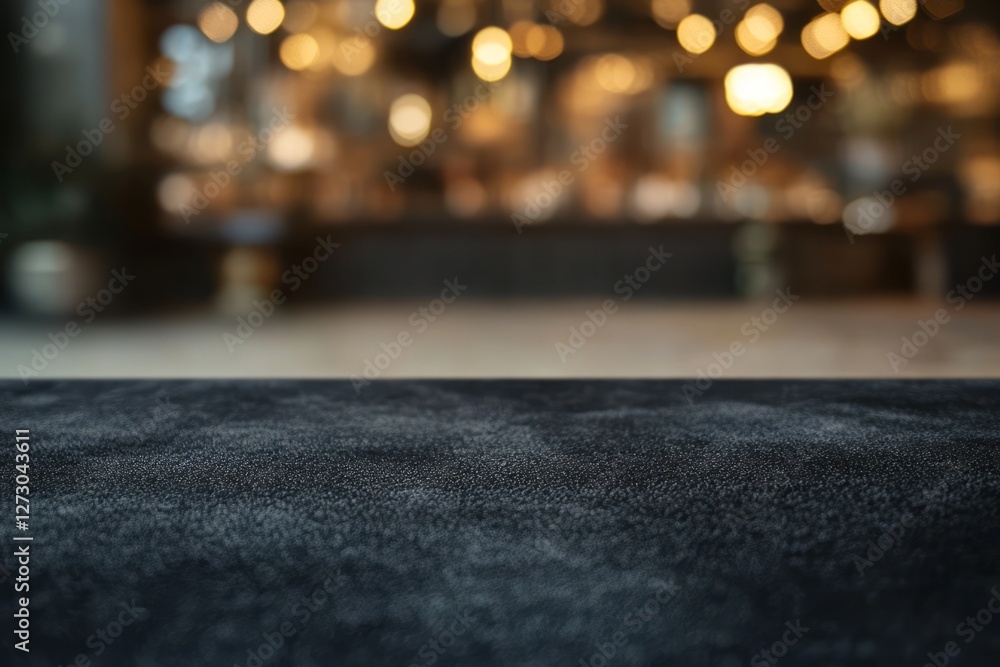 Poster a close-up of a textured dark surface, with a softly blurred background showcasing warm bokeh lights