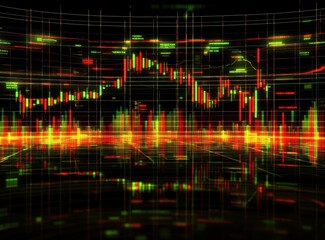 Fototapeta premium Dynamic Abstract Background Featuring Stock Market Charts and Financial Data Visualizations