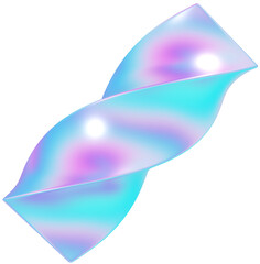 3d holographic shape, iridescent chrome fluid abstract form. Render of geometric metal illustration