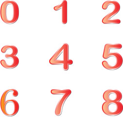 Font design for numbers one to zero on white background.
