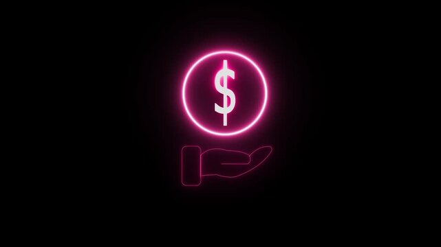 This is a American Dollar sign.coin operated neon icon. Elements of Banking set. Simple icon for websites, web design, mobile app, info graphics