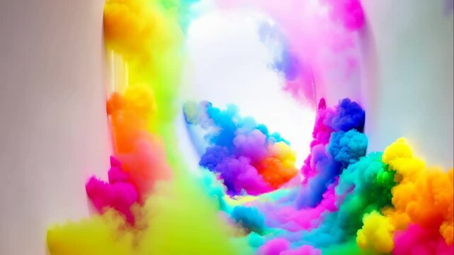 Colorful clouds on white area