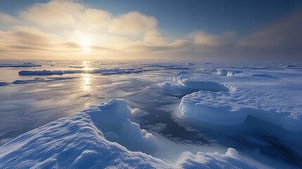 Obraz premium An icy tundra illuminated by the surreal glow of the aurora borealis