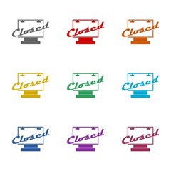 Closed sign icon isolated on white background. Set icons colorful