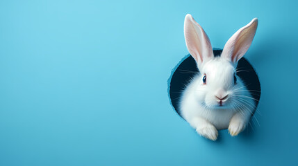 Obraz premium Cute Bunny Peeking Through a Hole