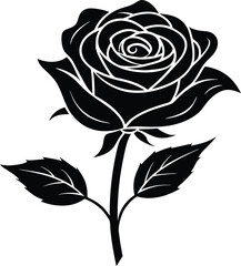Rose Flower Silhouette Vector,  Rose Flower Vector. Flower petal outline romantic valentine's day love bouquet decorative graphic design beauty vintage roses.