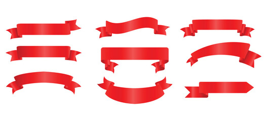 Red ribbon banner set vector