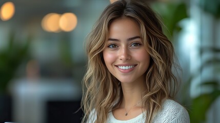 smiling customer service representative efficiently managing client queries on laptop in modern office environment highlighting professionalism and effective communication skills