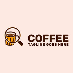 coffee shop search logo template, food, drink, find, app, web, icon, tea .