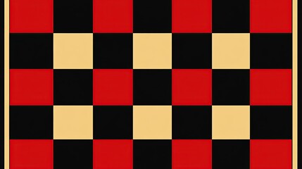 Red-black-beige checkered game board, tabletop, studio, background blur, game design