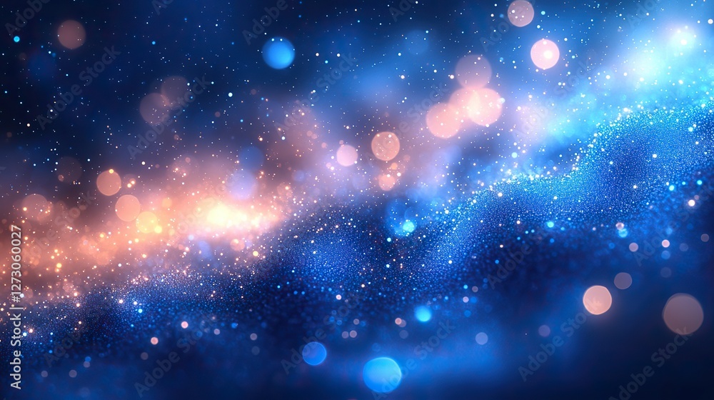 Poster soft light blue bokeh abstract background with glowing circular shapes and a dreamy blur effect perf