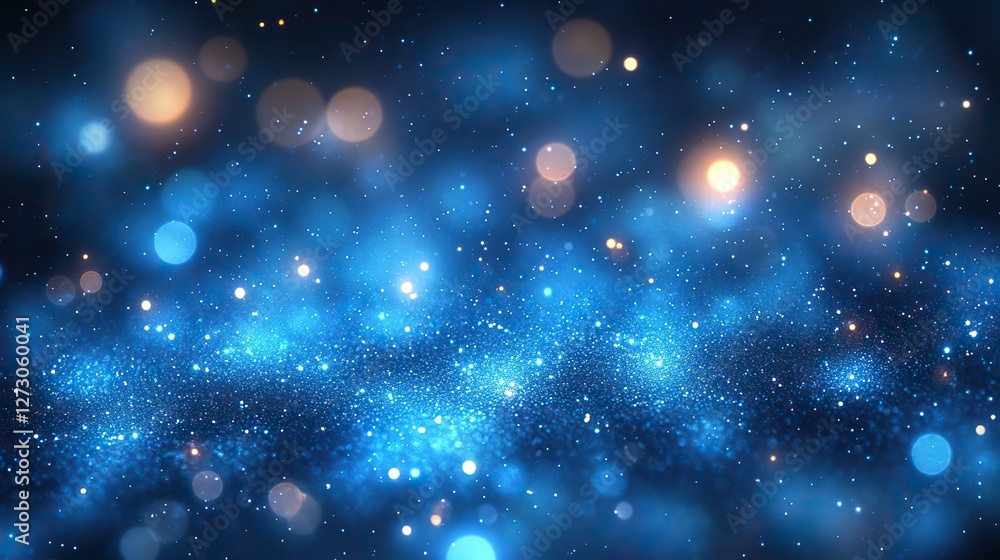 Poster soft light blue bokeh abstract background with glowing circular shapes and a dreamy blur effect perf