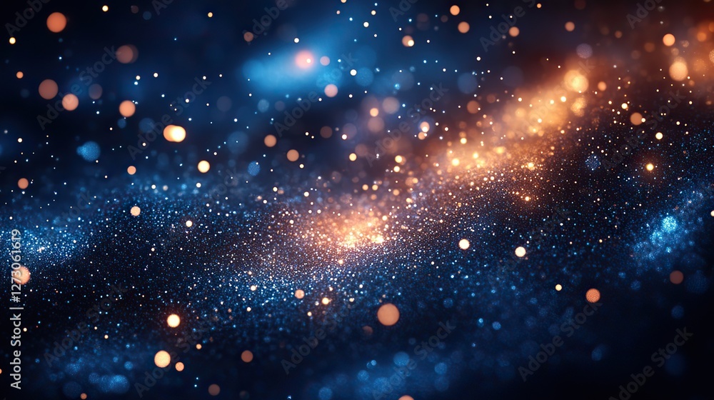 Poster sparkling blue bokeh light effect on a shining vector sky background for dreamy and elegant designs