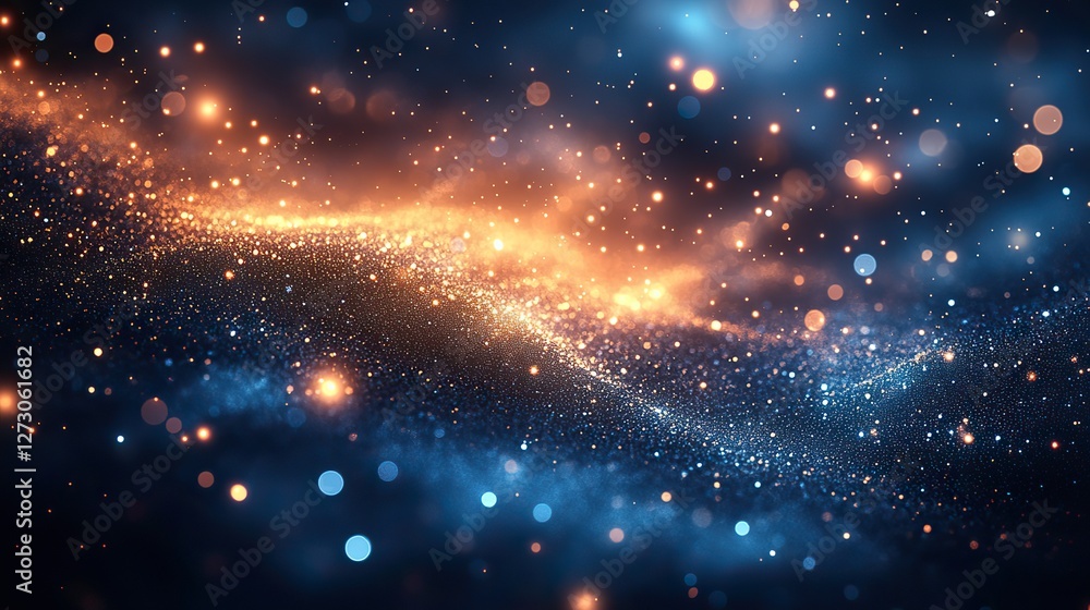 Poster sparkling blue bokeh light effect on a shining vector sky background for dreamy and elegant designs