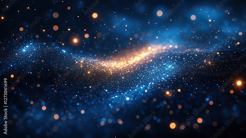 Poster sparkling blue bokeh light effect on a shining vector sky background for dreamy and elegant designs