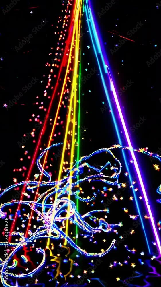 Poster vibrant neon light show with dynamic patterns and colorful laser beams