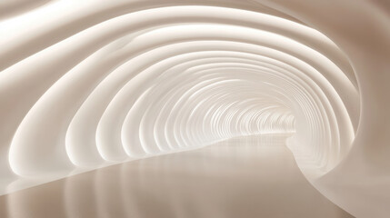 Obraz premium Futuristic glowing white corridor with smooth curved architecture surreal tunnel concept