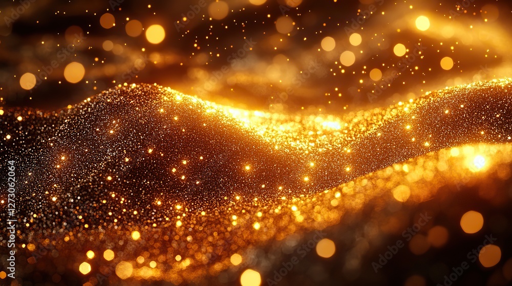 Poster sparkling yellow glitter on a dark background a festive and elegant light effect for your design pro