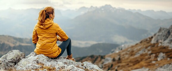 Woman Contemplating Mountain View