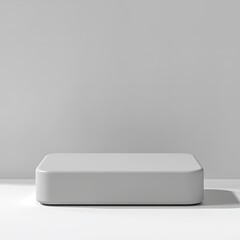  Gray Rectangular Stacked Display: Two Gray Rectangular Shapes Stacked on Top of Each Other, Isolated on a White Background, Suitable for Product Mockups, Minimalist Design, or Demonstrating Depth and