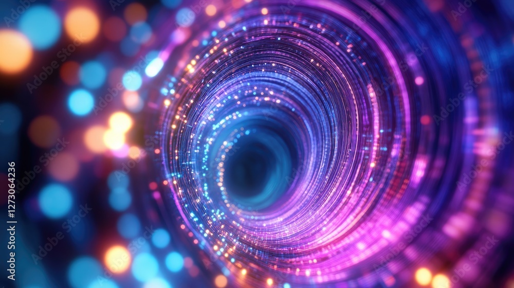 Poster vibrant, glowing network cables in a sleek data center tunnel, highlighting advanced digital connect